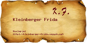 Kleinberger Frida névjegykártya